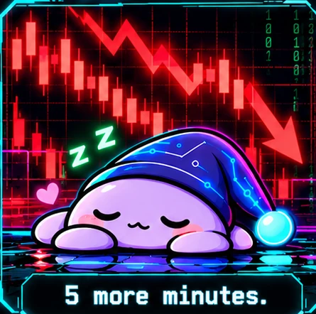 Snooze sleeping peacefully while red crypto charts fall